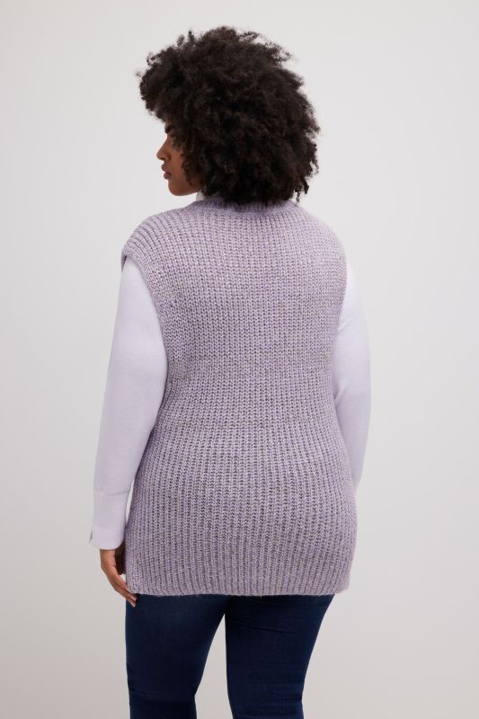 Glitter Effect Patent Knit V-Neck Sweater Vest