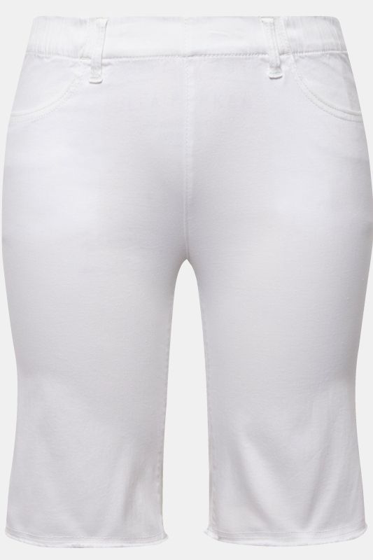 Frayed Hemline Elastic Waistband Bermuda Shorts