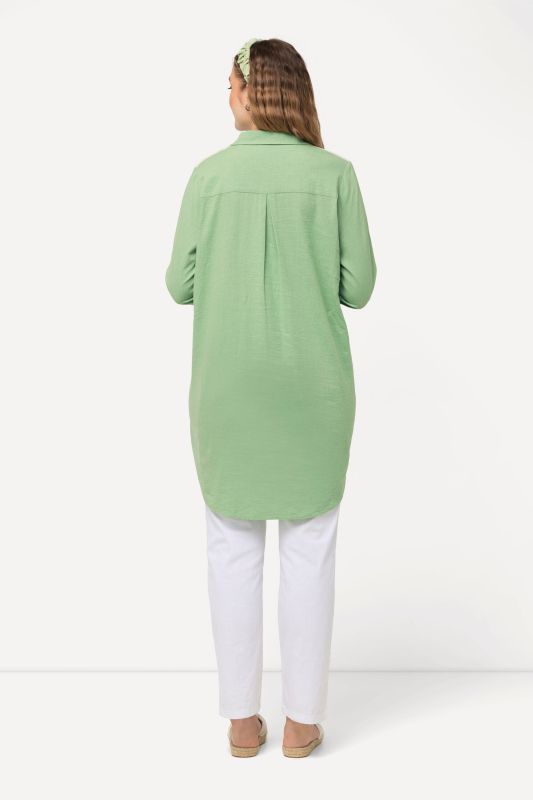 Extra Long Button Down Tunic Blouse