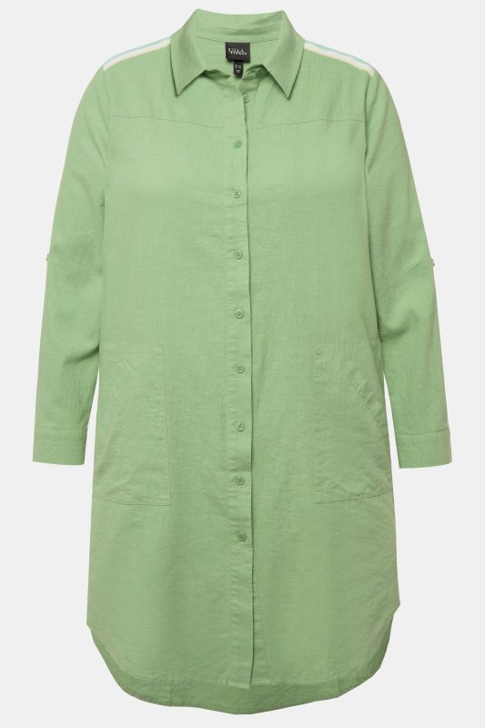 Extra Long Button Down Tunic Blouse