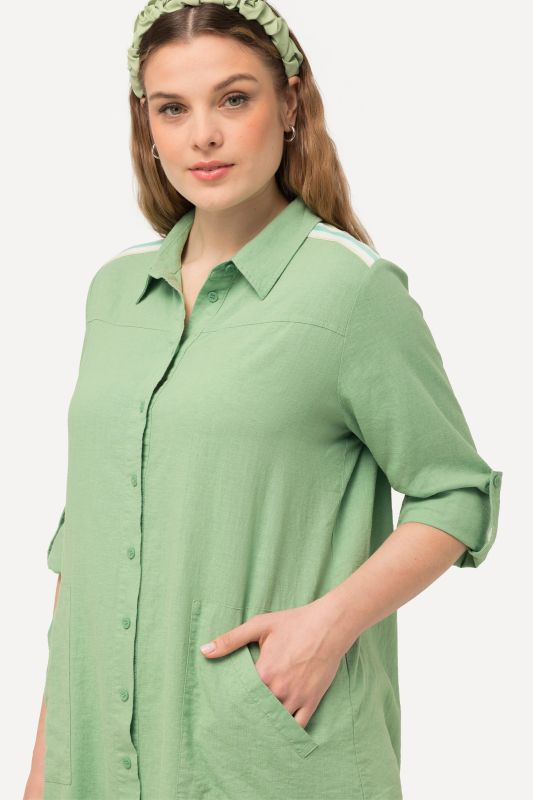 Extra Long Button Down Tunic Blouse