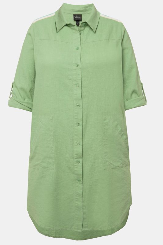 Extra Long Button Down Tunic Blouse