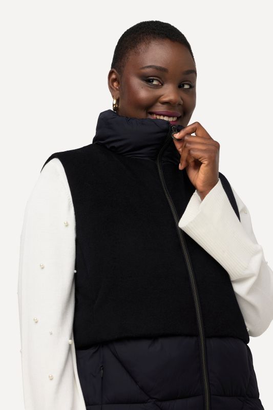 Mixed Texture Wool Look Vest