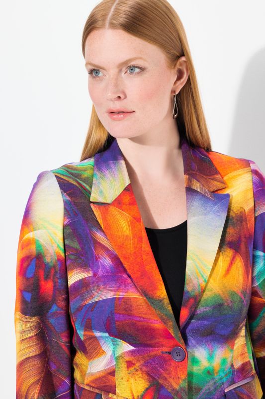 Abstract Print Long Sleeve Blazer