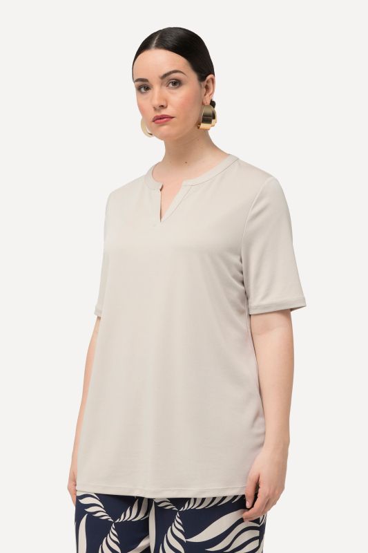 Split Neck Short Sleeve T-Shirt