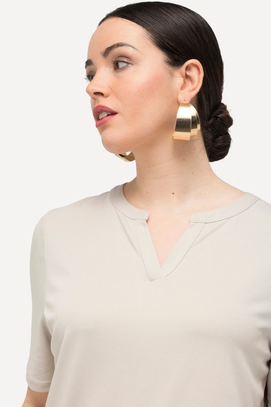 Split Neck Short Sleeve T-Shirt