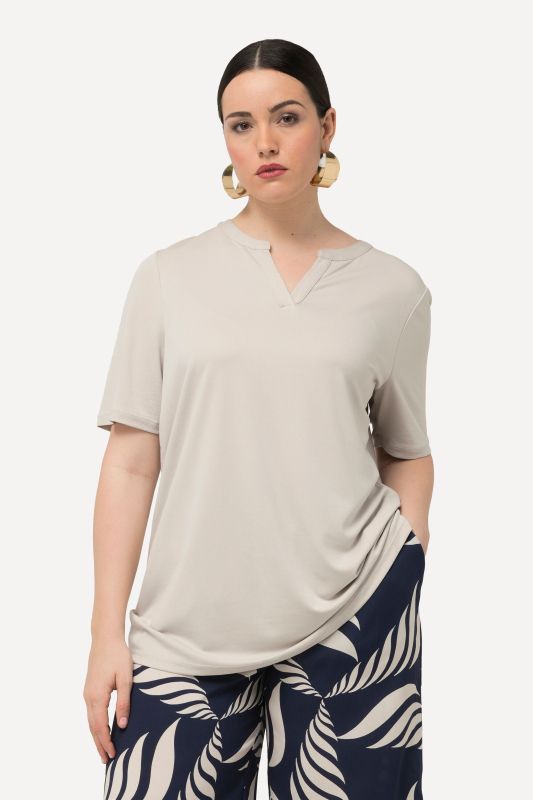 Split Neck Short Sleeve T-Shirt