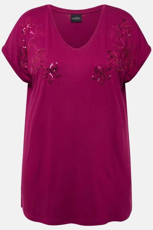 Sequin Embroidered Short Sleeve Tee
