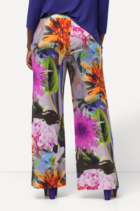 Tropical Flower Elastic Waist Slinky Pants