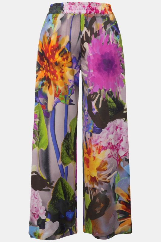 Tropical Flower Elastic Waist Slinky Pants