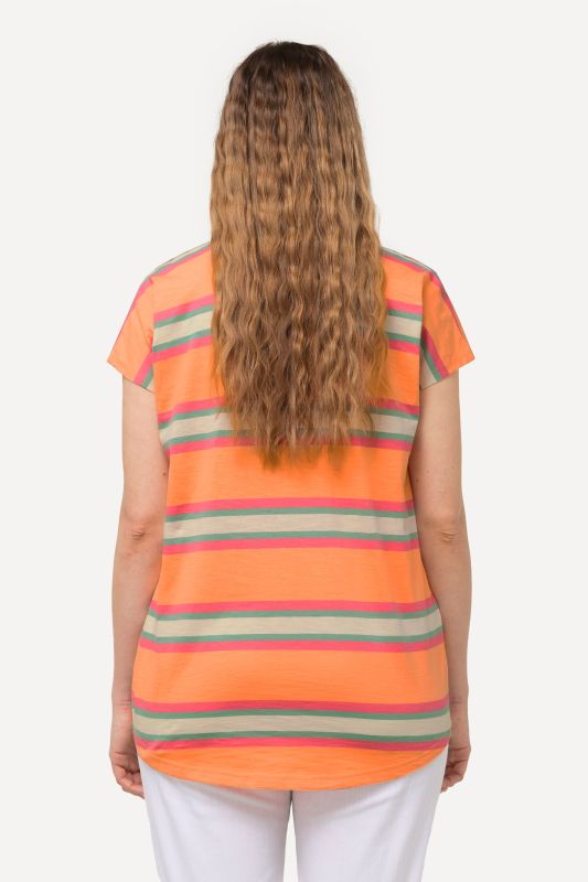 Mixed Stripe Cap Sleeve Tee