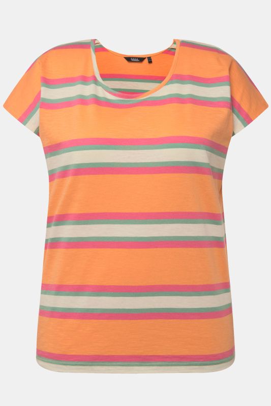 Mixed Stripe Cap Sleeve Tee