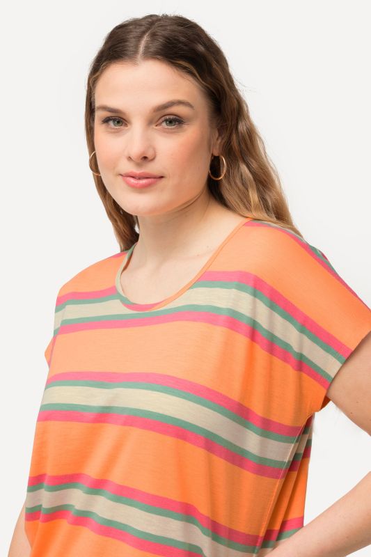 Mixed Stripe Cap Sleeve Tee