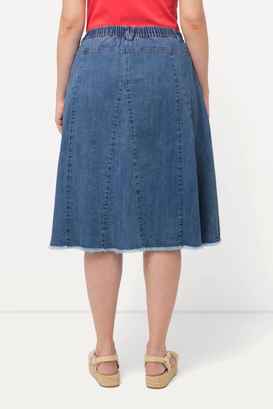 Godet Pleated Denim Skirt