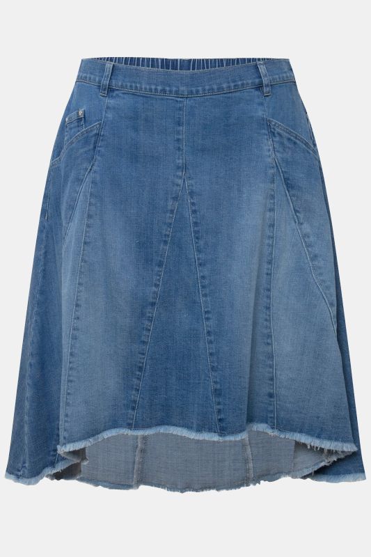 Godet Pleated Denim Skirt