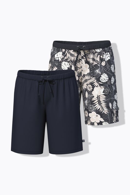 Tropical Leaf Two Piece Shorty Pajama Set