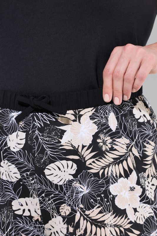 Tropical Leaf Two Piece Shorty Pajama Set