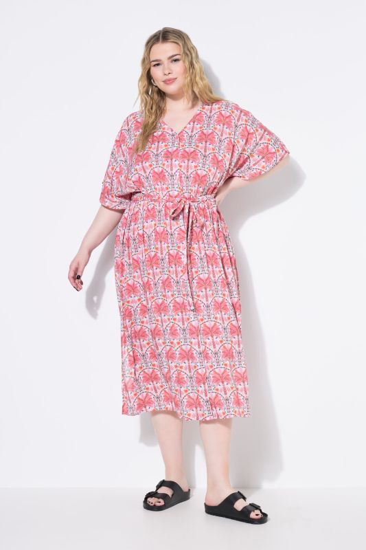 Palm Tree Print Caftan Dress