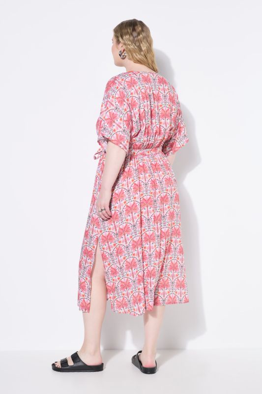 Palm Tree Print Caftan Dress