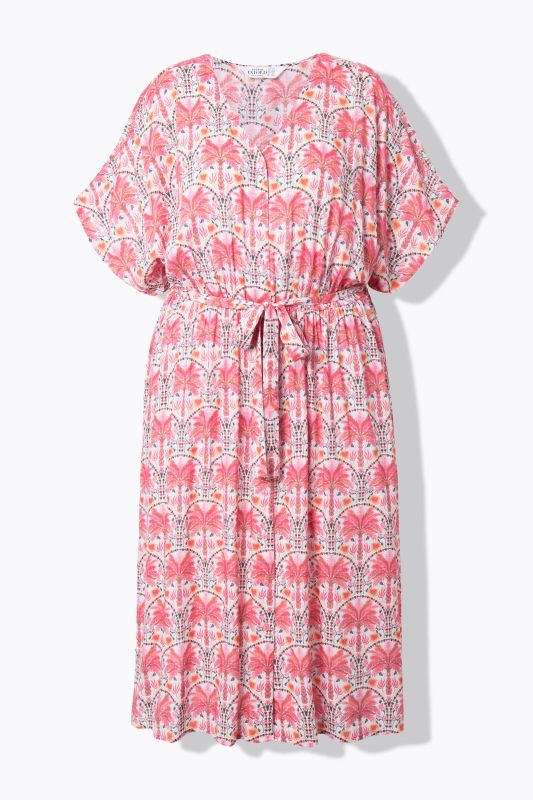 Palm Tree Print Caftan Dress