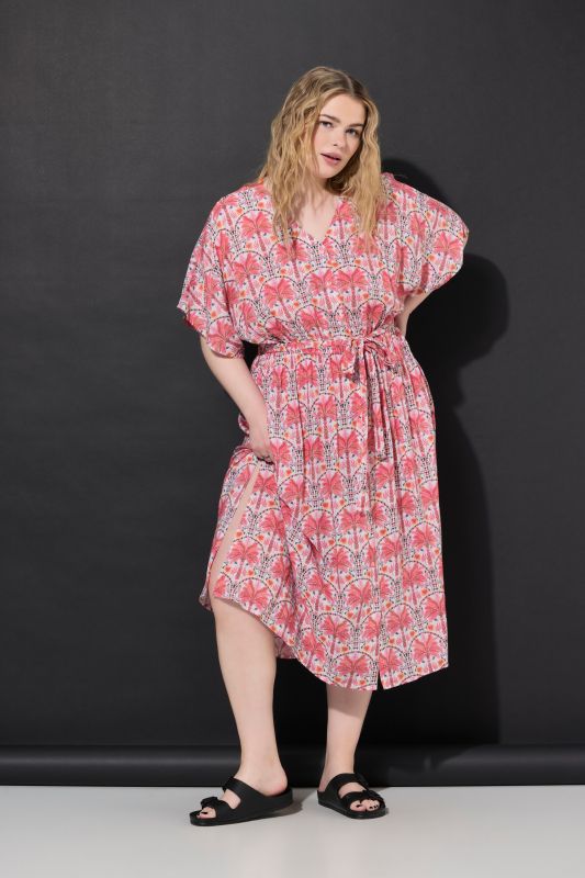 Palm Tree Print Caftan Dress