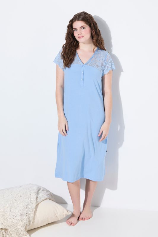 Lace Panel Cap Sleeve Nightgown