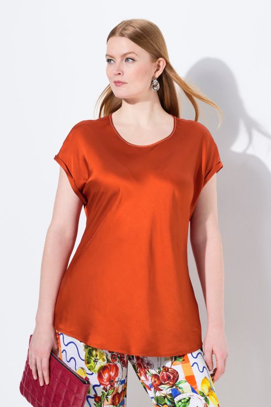 Cap Sleeve Satin Blouse