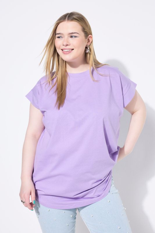 Cap Sleeve Rounded Hem Tunic Tee
