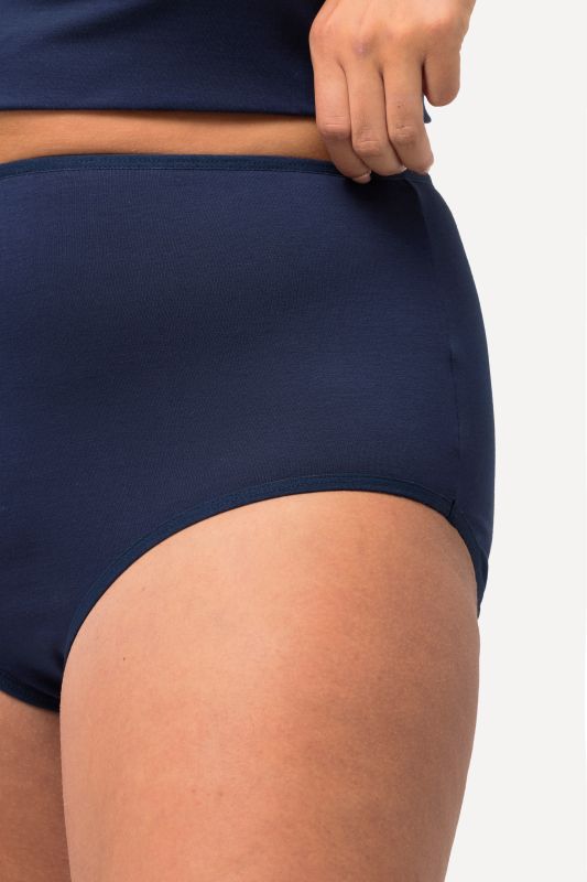 2 Pack of Eco Stretch Cotton Brief Panties - Navy, White