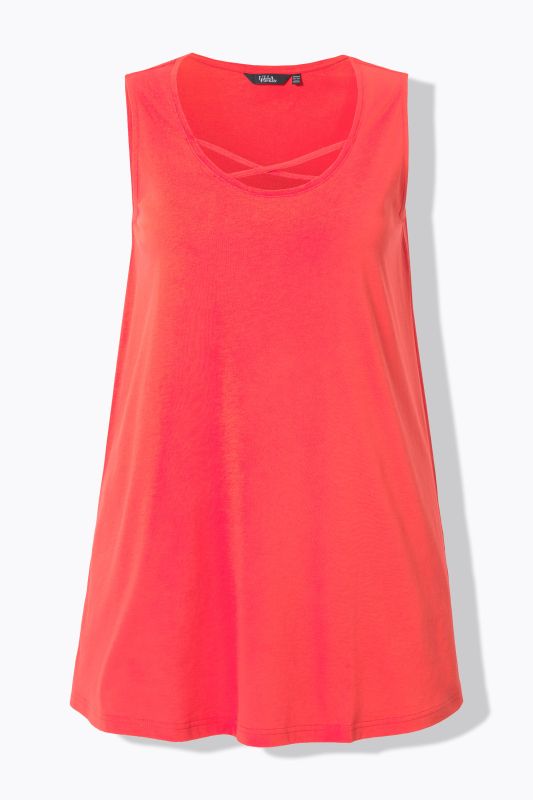 Strap Accent Scoop Neck Cotton Tank Tunic Blouse