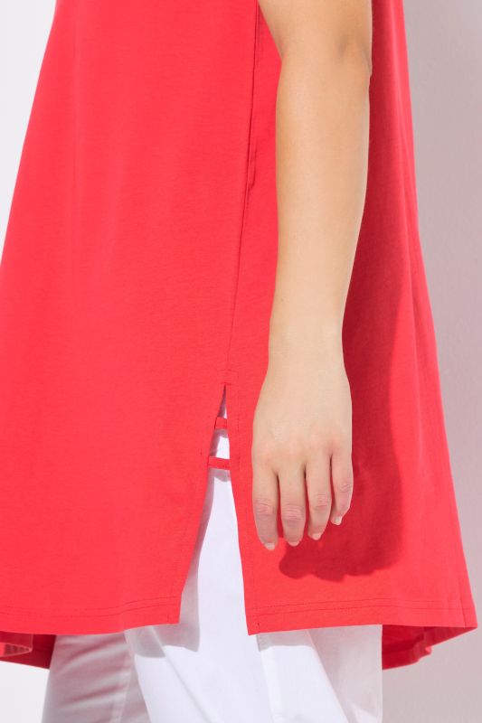 Strap Accent Scoop Neck Cotton Tank Tunic Blouse