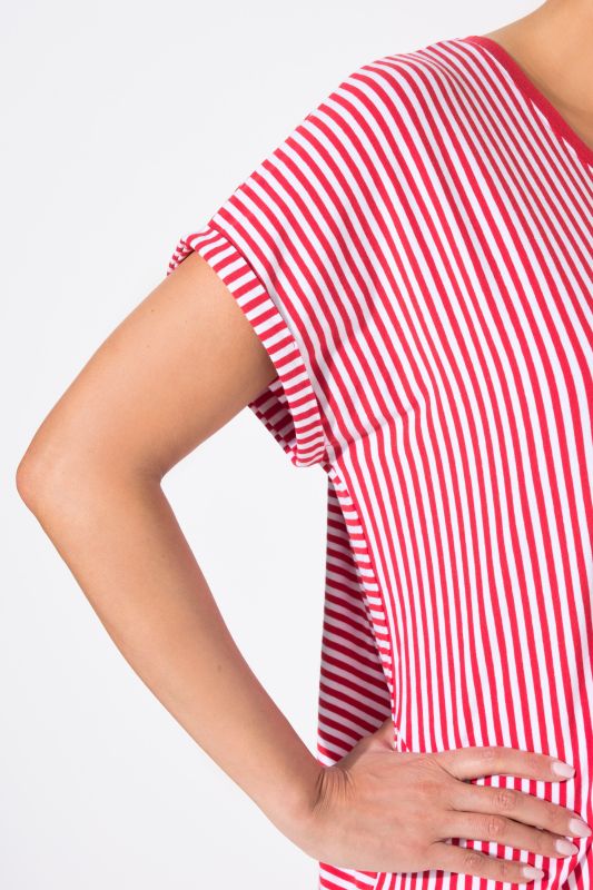 Mixed Stripe V-Neck Stretch Tee