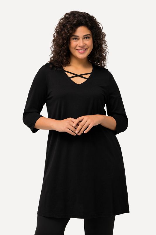 Criss Cross V-Neckline Swing Knit Tunic