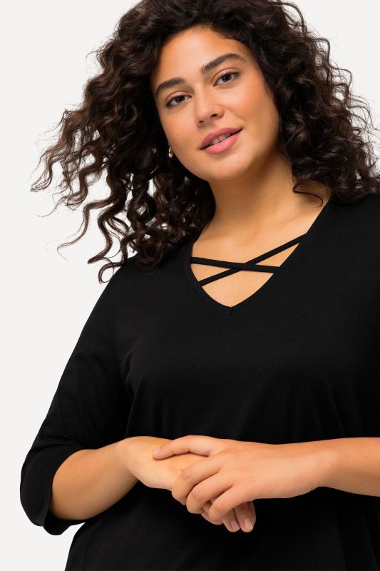 Criss Cross V-Neckline Swing Knit Tunic