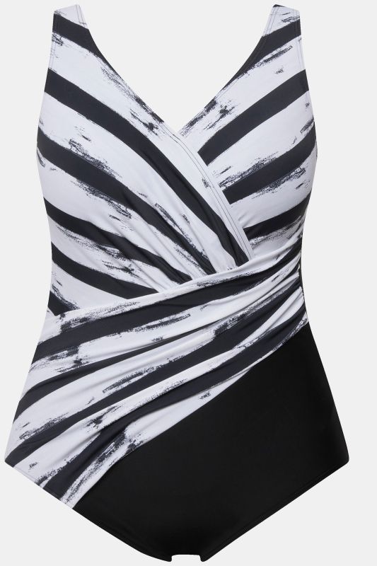 Striped Draped One Piece Swimsuit