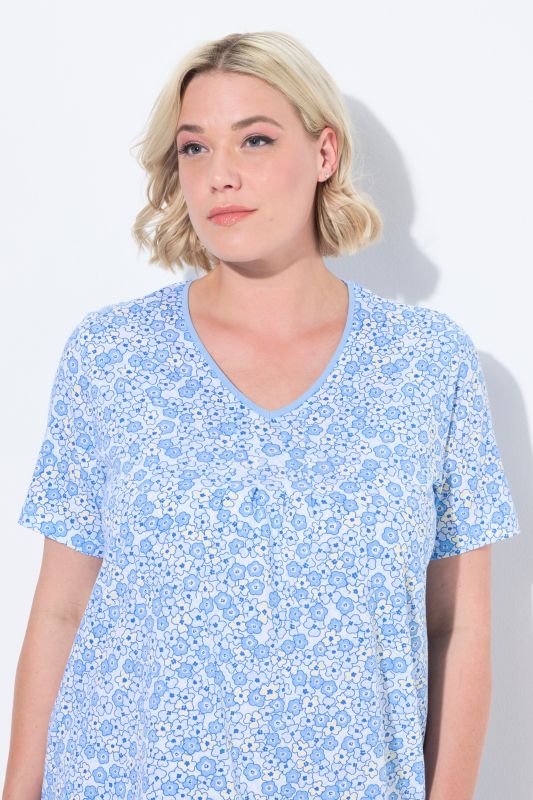 2 Pack Short Sleeve V-Neck Sleep Tees- Ditsy Floral
