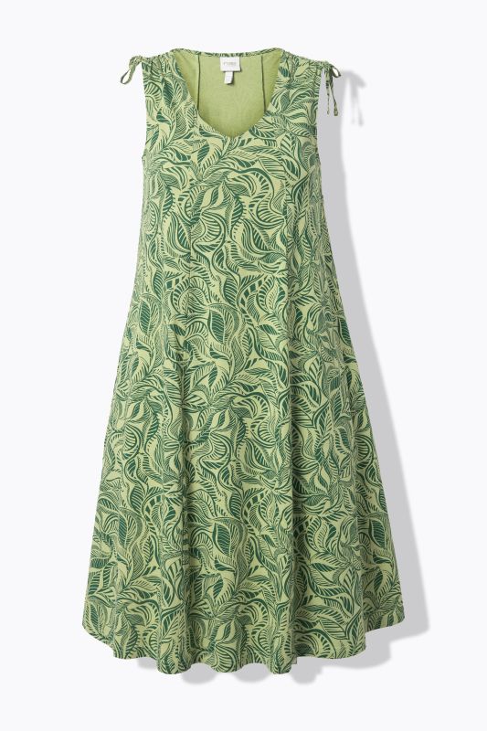 Eco Cotton Sleeveless Leaf Print Dress