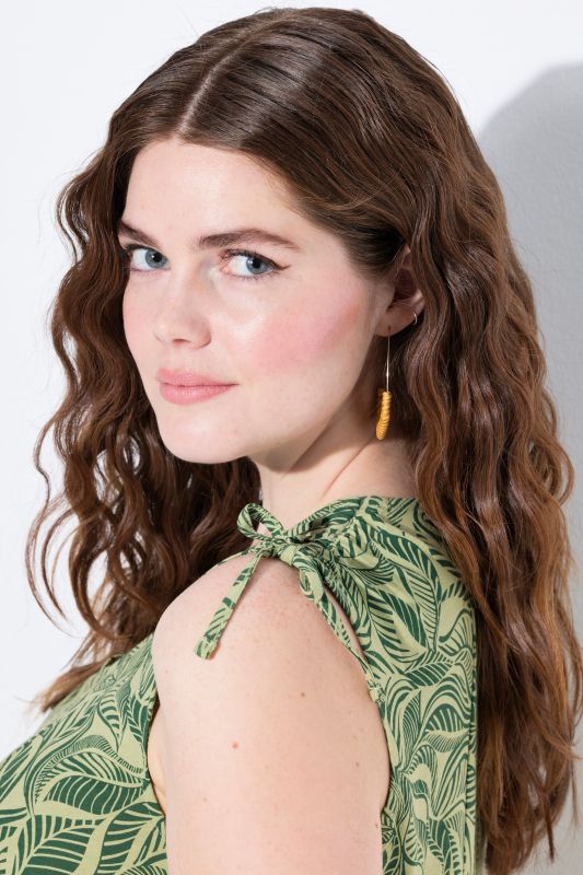 Eco Cotton Sleeveless Leaf Print Dress