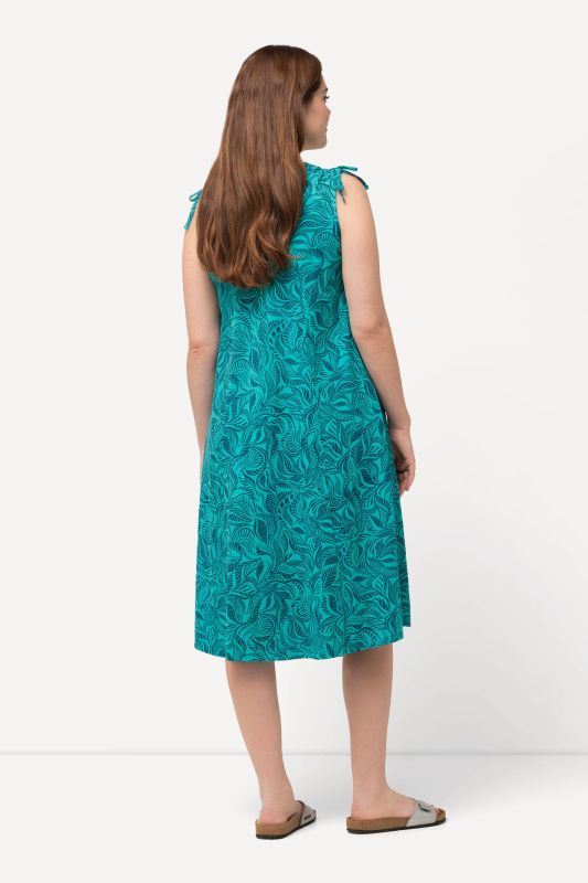 Eco Cotton Sleeveless Leaf Print Dress