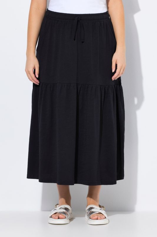 Elastic Waist Flounce Panel Jersey Skirt