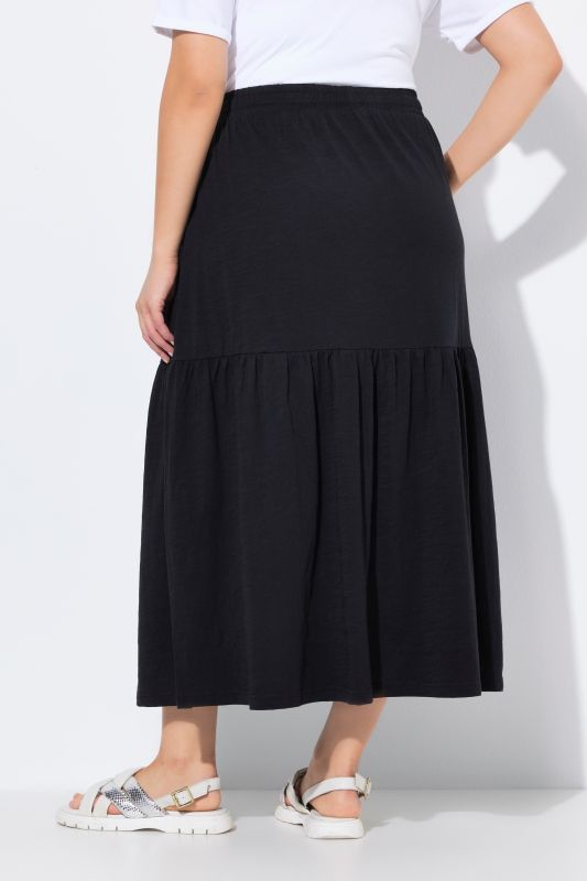 Elastic Waist Flounce Panel Jersey Skirt