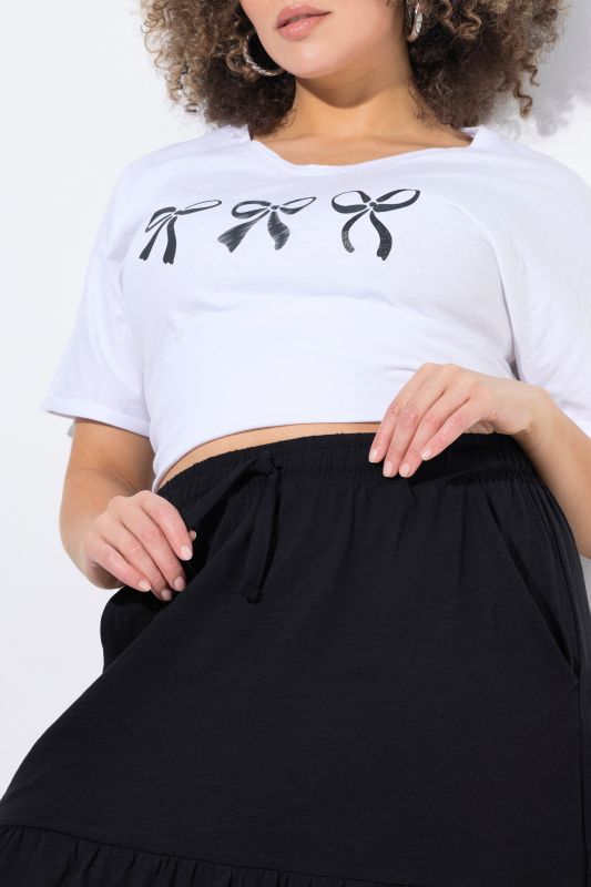 Elastic Waist Flounce Panel Jersey Skirt