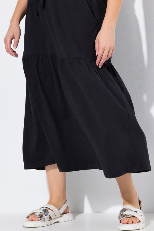 Elastic Waist Flounce Panel Jersey Skirt