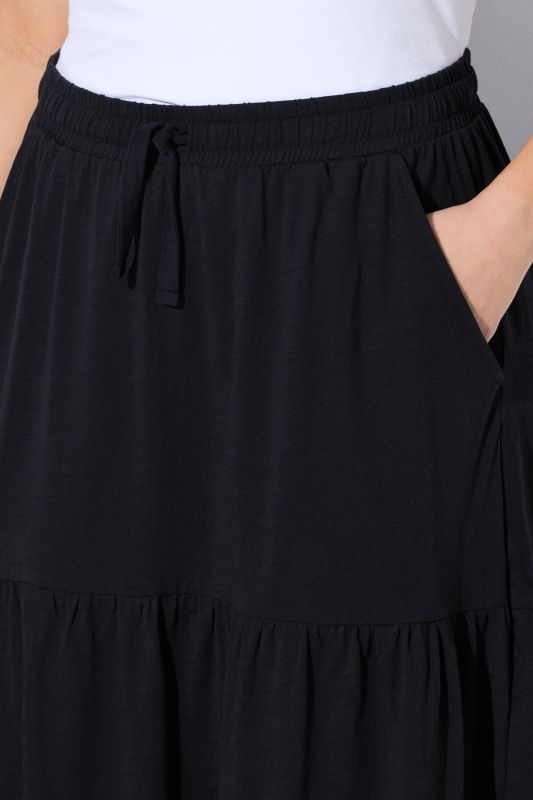 Elastic Waist Flounce Panel Jersey Skirt