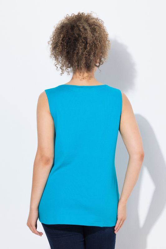 Ribbed Partial Button Placket Tank Top