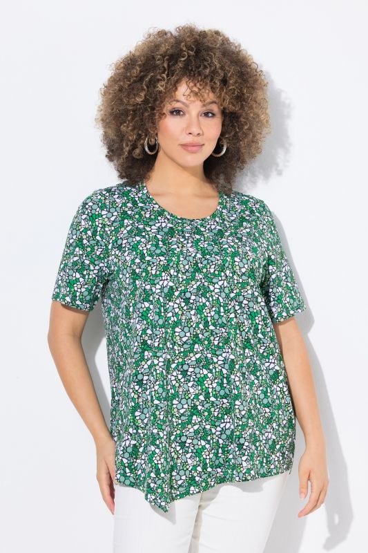 Floral Pointed Hem Short Sleeve Tee