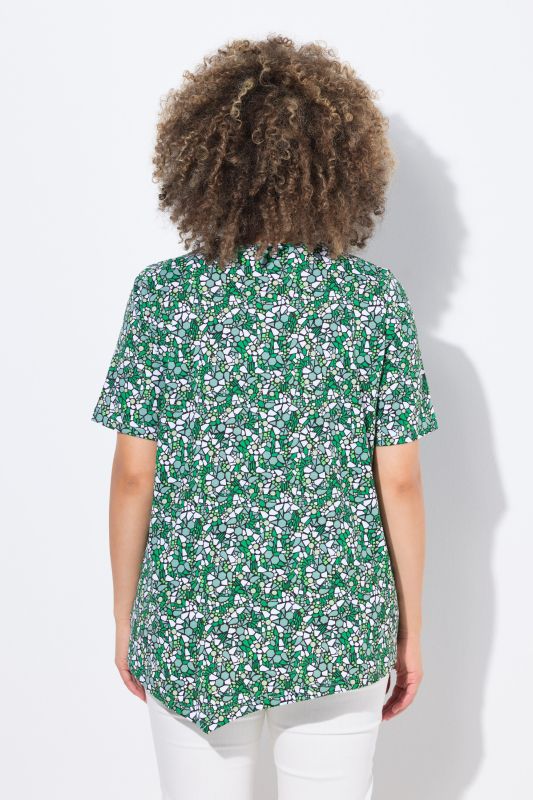 Floral Pointed Hem Short Sleeve Tee