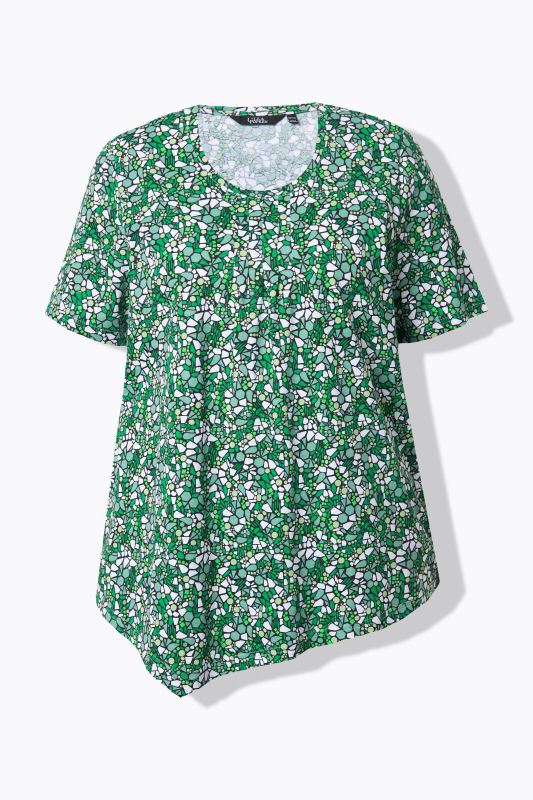 Floral Pointed Hem Short Sleeve Tee