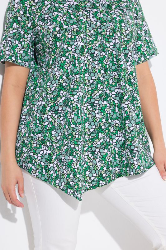 Floral Pointed Hem Short Sleeve Tee
