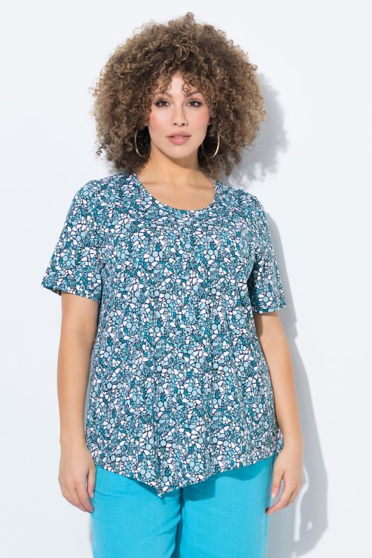 Floral Pointed Hem Short Sleeve Tee